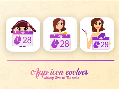 Evolving App Icon design evolve girl icon icon design period purple sex ui ux women