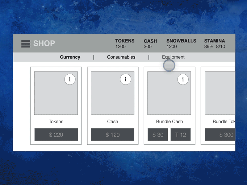 Snowboard Game UI - Motion Wireframe animation flow game gif motion process prototyping snowboard ui user flow ux wireframe