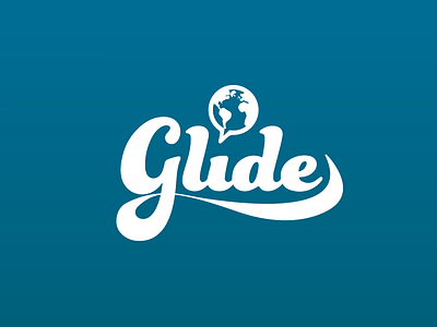 Glide (in progress) blue flat icon logo logo design map retro travel typography world
