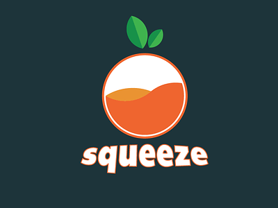 Squeeze logo branding clean design flat fruit juice leaves logo orange