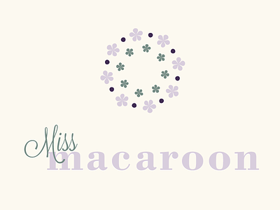 Miss Macaroon Logo Design branding clean design flat flowers logo pattern purple romance romantic