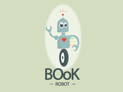 BOok Robot Logo book character green heart logo radio robot signal tecnological
