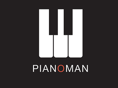 Pianoman Logo black design jazz keyboard keys live logo music orange piano