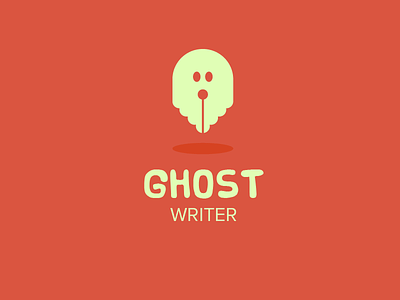 Ghost Writer Logo ghost logo pen pencil red simple white write writer