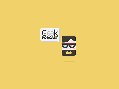 Geek Podcast Logo bowtie feed geek geeky glasses logo nerd podcast rss yellow