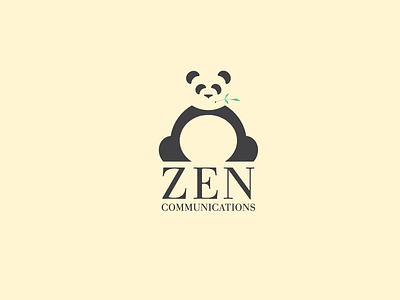 Zen Communications Logo bamboo bear black clean communication logo panda zen