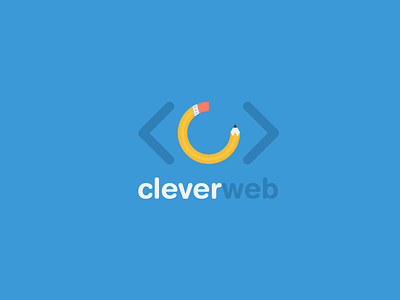 Cleverweb Logo agency blue clever design eraser flat logo pencil web