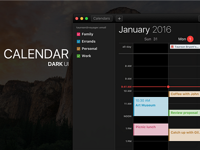 Dark UI Calendar.app calendar dark ui el capitan figma os x ui