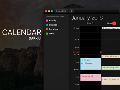 Dark UI Calendar.app