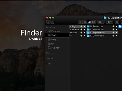 Dark UI Finder.app dark ui el capitan figma finder os x ui