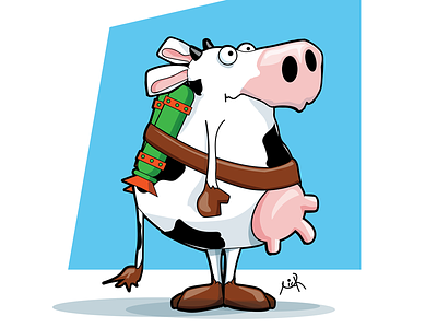 Cows with jetpacks Are funny animation design illustration