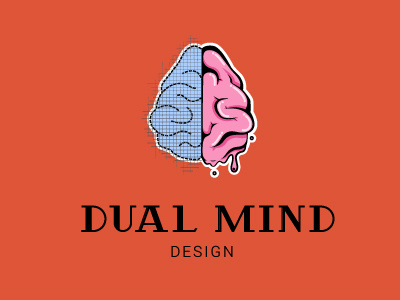 Dual Mind Design Logo brain color dual illustration mind pink sketch