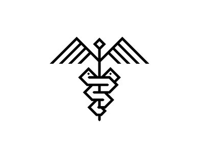 Caduceus caduceus geometric health hermes icon line medical medicine snakes square staff wings