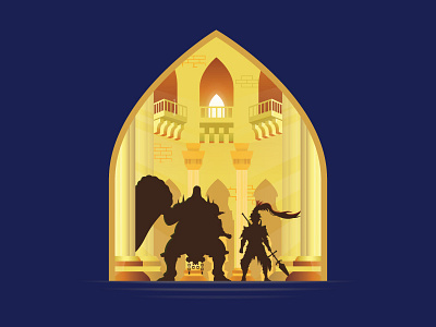 Ornstein and Smough (Dark Souls) anor londo boss chapel dragon dragonslayer executioner fight god gold gwenevere knight qwyn
