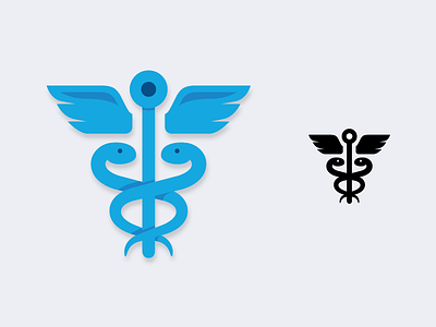 Caduceus blue commerce greek hermes icon medical snake staff