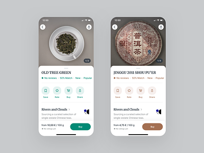 Steeped · Product Page app app design bottom sheet buy clean drink ecommerce ios mobile mobile app product rating reviews shop tea typography ui ux