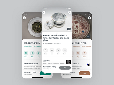 Steeped · Product Page (Rebound) app app design bottom sheet buy clean drink ecommerce ios mobile mobile app product rating reviews shop tea typography ui ux