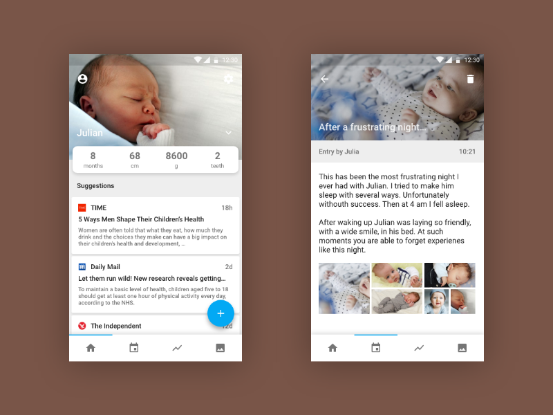 Baby Diary (Android App) by Marcel Bechler 🍃 on Dribbble