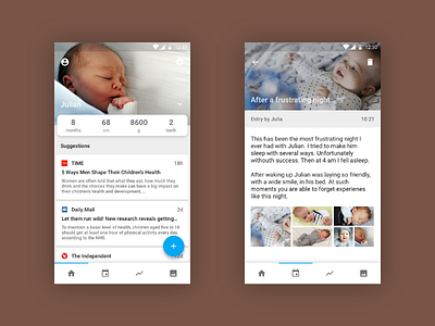 Baby Diary (Android App) android app baby baby diary diary material design mobile design