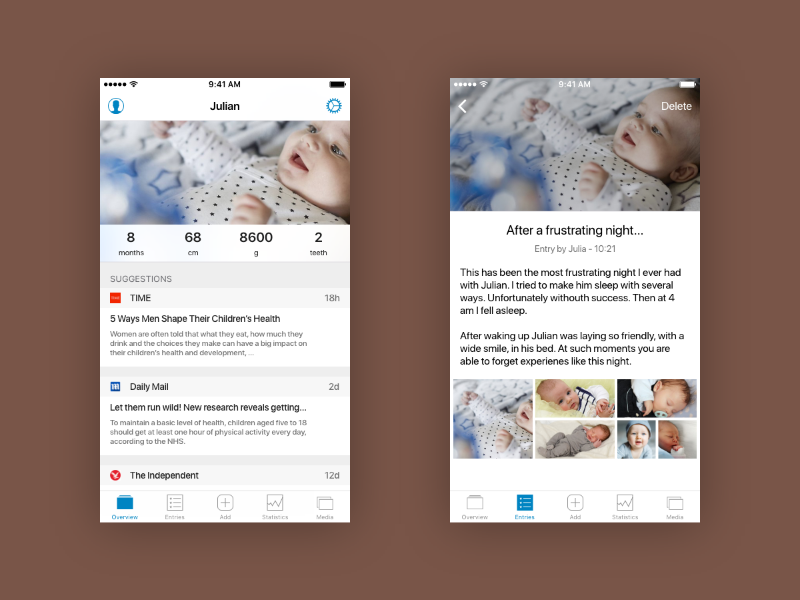 Baby Diary (iOS App) by Marcel Bechler on Dribbble