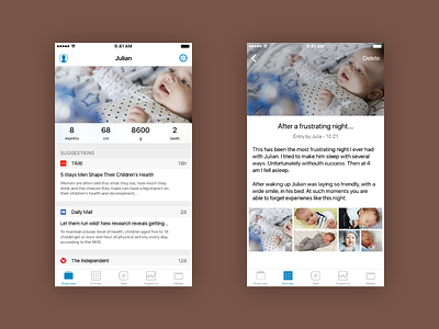 Baby Diary (iOS App) app baby baby diary diary ios ios design mobile design