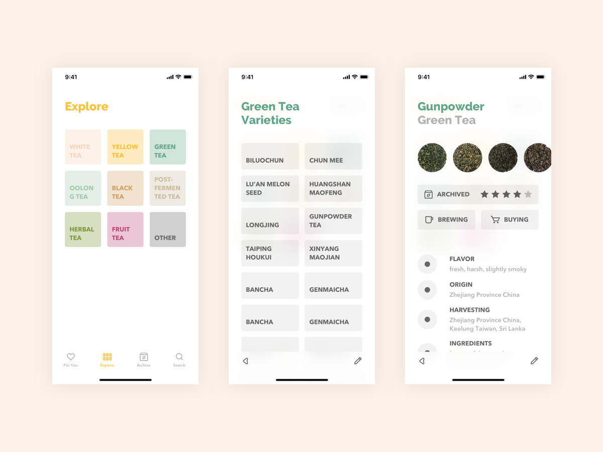 Tea App - Explore Tea app design mobile app tea ui ui design ux ux design