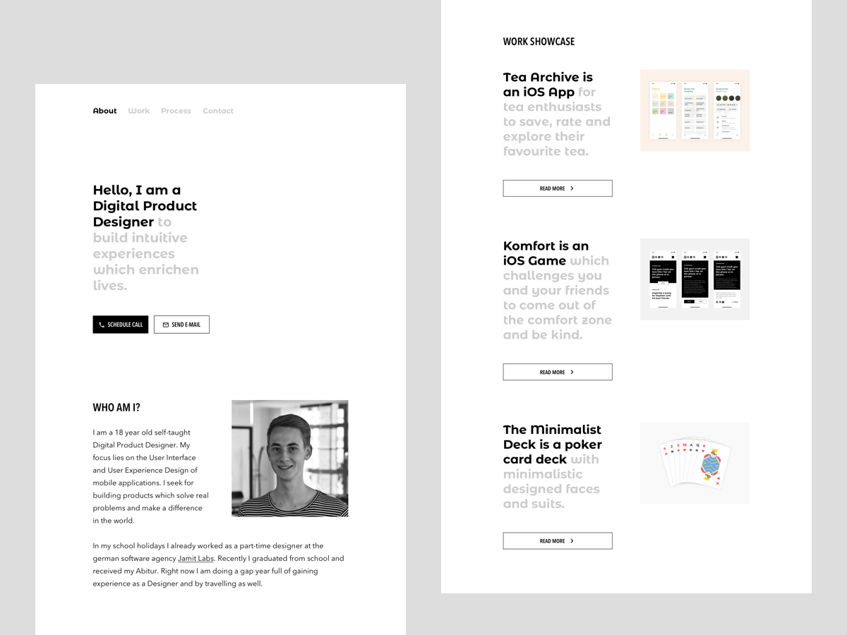 Personal Website / Portfolio app black and white homepage minimal personal personal website portfolio product design typography ui ux web web design website