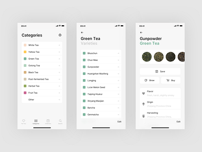 Tea App - Explore Tea app app design categories clean concept design flat interface ios minimal mobile mobile app modern tea ui ui design ux ux design