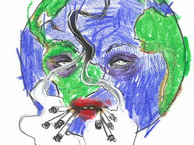 Mother Earth On Human Race drawing illustration rysunek