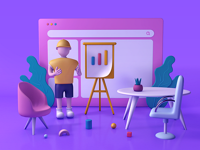 C4D-illustrations-01 c4d color design dribbble hello illustration ps