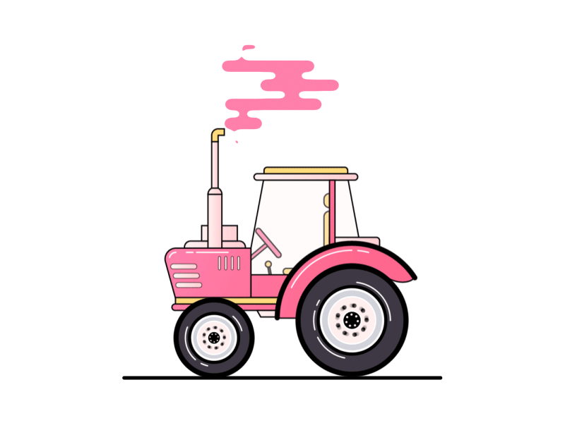 Tractor car drive movement pink tractor wheel