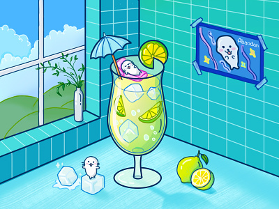 lemon juice illustration，