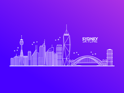 Sydney Skyline flat illustration line art vector