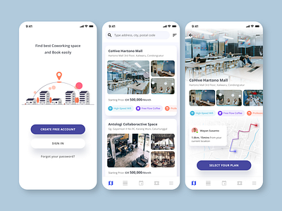 App concept for Finding Coworking Space