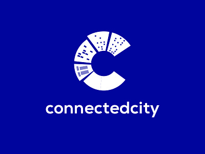 Connected City Logo blue building c city connected logo