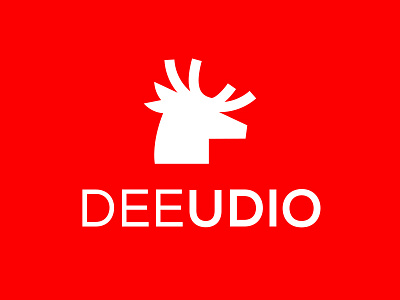 Deeudio Logo deer icon logo red studio white