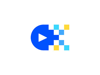 Logo DK brand channel creoeuvre dk icon logo minimal pixels play technology video
