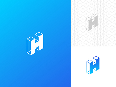 H Isometric Logo blue brand creoeuvre grid h letter h logo icon isometric logo minimal studio typography