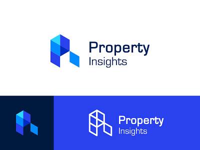 Property-insights Logo blue brand city construction creoeuvre elegant illustration logo minimal real estate studio technology