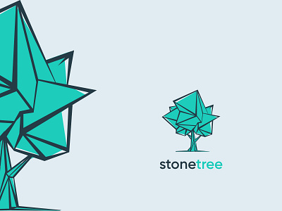 Stone-tree Logo brand creoeuvre environmental icon illustration logo minimal stone studio technology tree typography