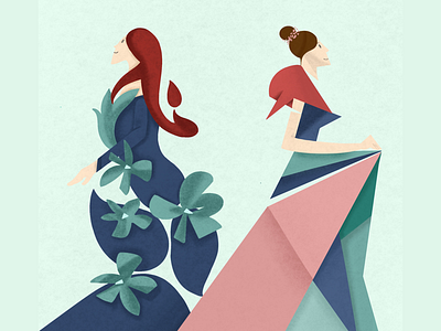 Illustration of Models! blue curves drawing dress fashion floral flowers graphic design illustrations illustrator inspire instagram ipad lines models pencil polygon procreate recreate red