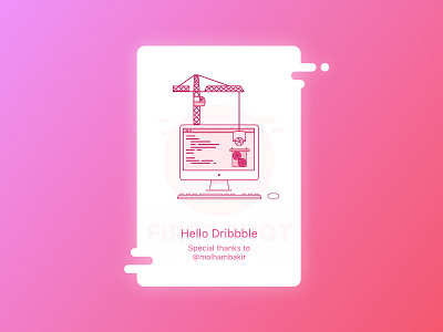 Hello Dribbble badge construction debut dribbble first shot flat hello illustrator process ui ux