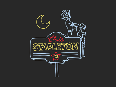 Chris Stapleton Neon Sign american artist merch band band merch chris stapleton cowgirl illustration neon neon sign