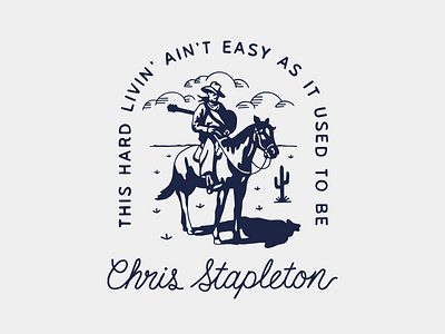 Chris Stapleton Hard Livin' band merch chris stapleton country country artist custom lettering illustration script western
