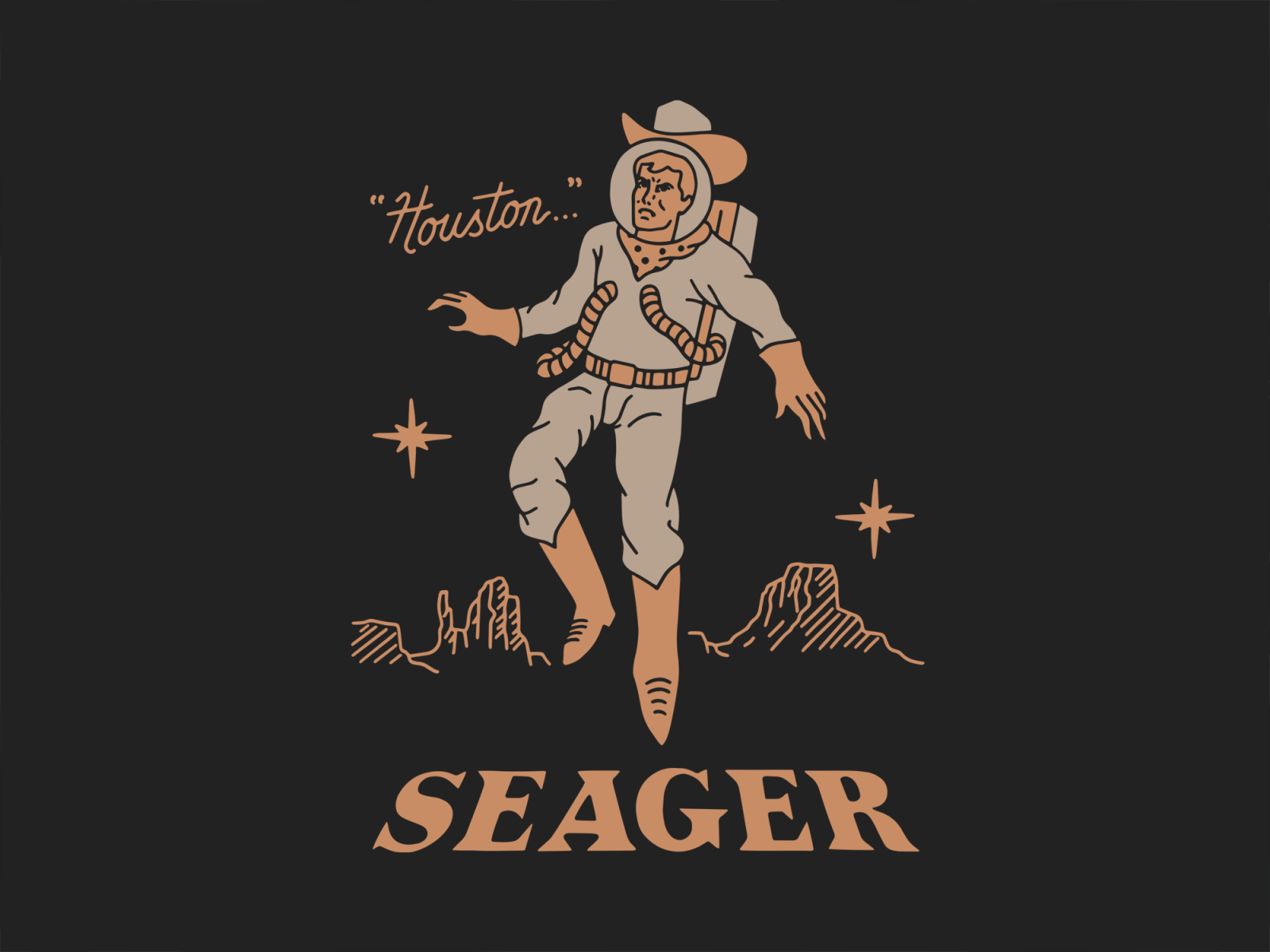Seager Grit Co. Space Cowboy california cowboy grit hat screen printed seager shirt space space age space cowboy