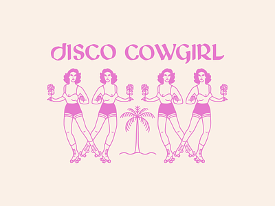 Disco Cowgirl cowgirl custom lettering disco merchandise miami roller disco roller skates rollerblading shirt t shirt