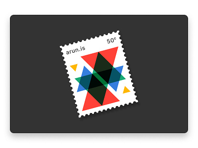The arun.is newsletter blue geometric green illustration letter mondernist multiply overprint red screenprint stamp triangles yellow