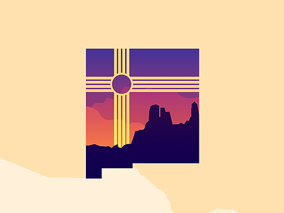 Land of Enchantment illustration new mexico state sunset