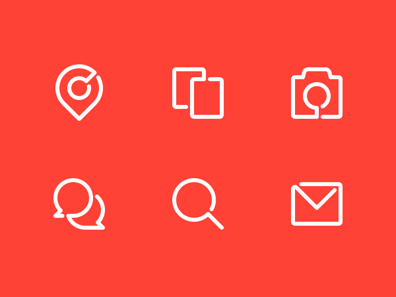 Icon Variation 1 - Single Line iconset envelope mail magnify glass chat camera card map pin line icon icons