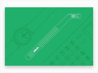Dieter Rams designed a Gillette razor animation braun calculator dieter rams green illustration line lineart video watch